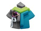 Sofa Bumerang mit Stoffbezug, B 200 x H 75 x T 116 cm, Sitzhöhe 42 cm