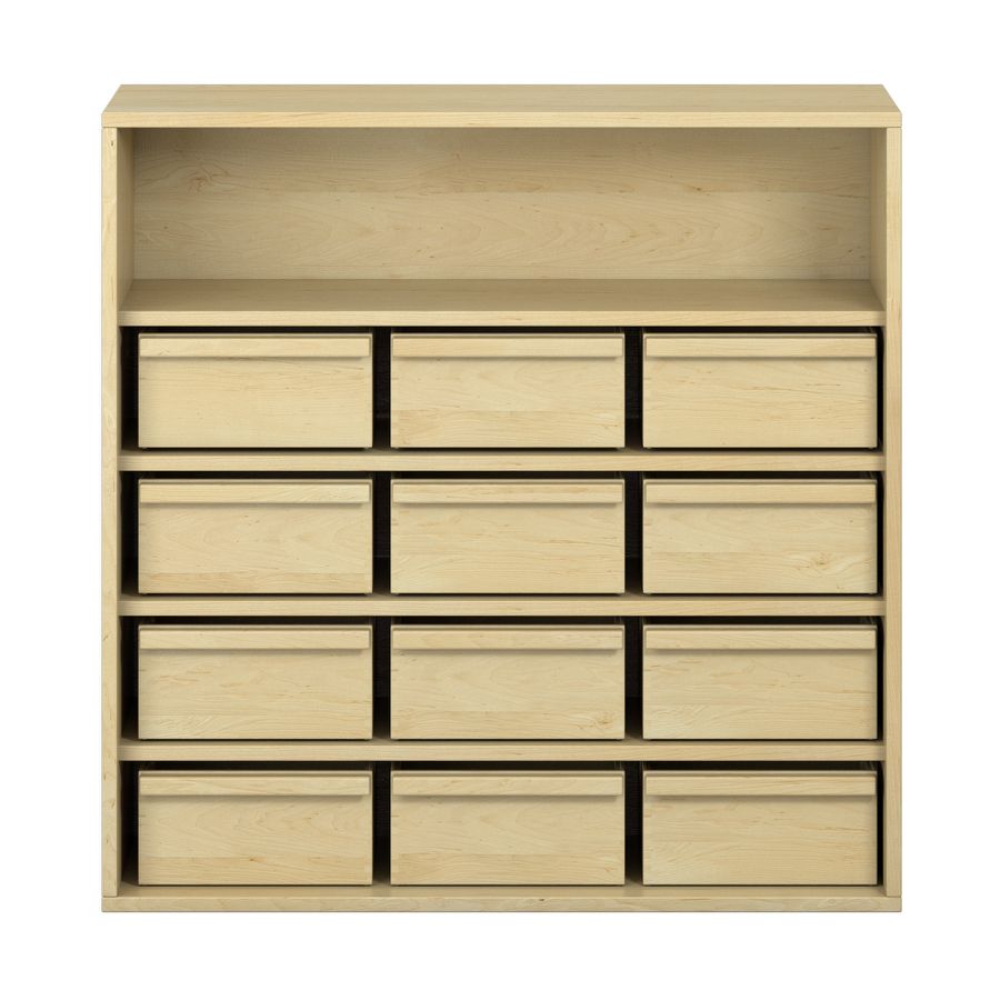 Pureo Materialschrank Furnier mit 12 Kästen, mit 4 Einlegeböden, B 100 x H 100 x T 42 cm