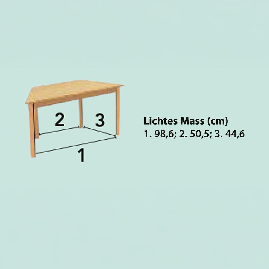 Trapez-Tisch, B 120 x S 60/60/60 cm, mit Gleiter