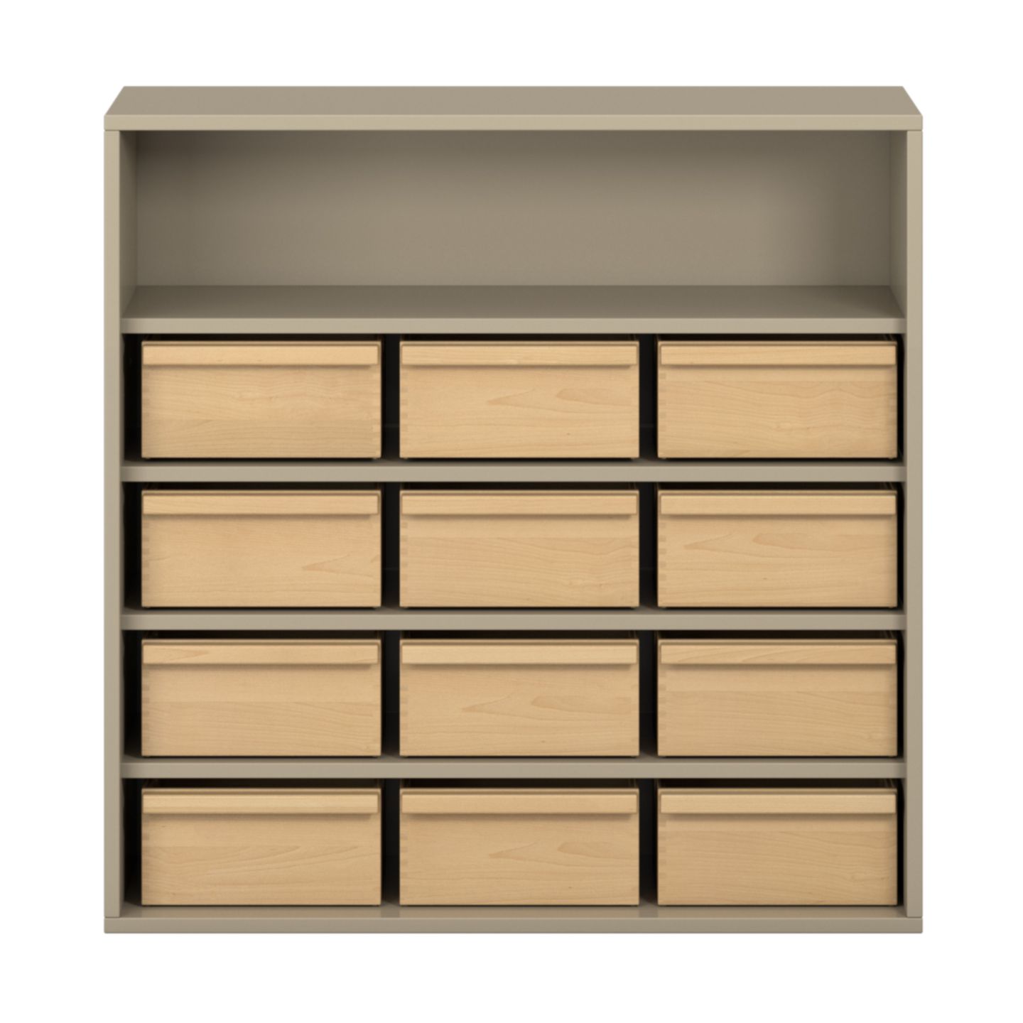 Pureo Materialschrank Dekor mit 12 Materialkästen, B 100 x H 100 x T 42 cm