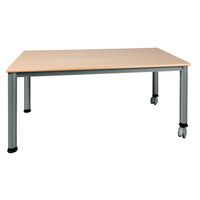 Rechtecktisch, B 160 x 80 cm mit Stahlgestell und Rundrohr fahrbar mit 2 Rollen
