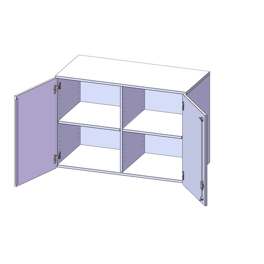 Aufsatzschrank mit Doppeltüren, Mittelwand, 1 Einlegeboden, abschliessbar, B 104,5 x H 72 x T 40 cm
