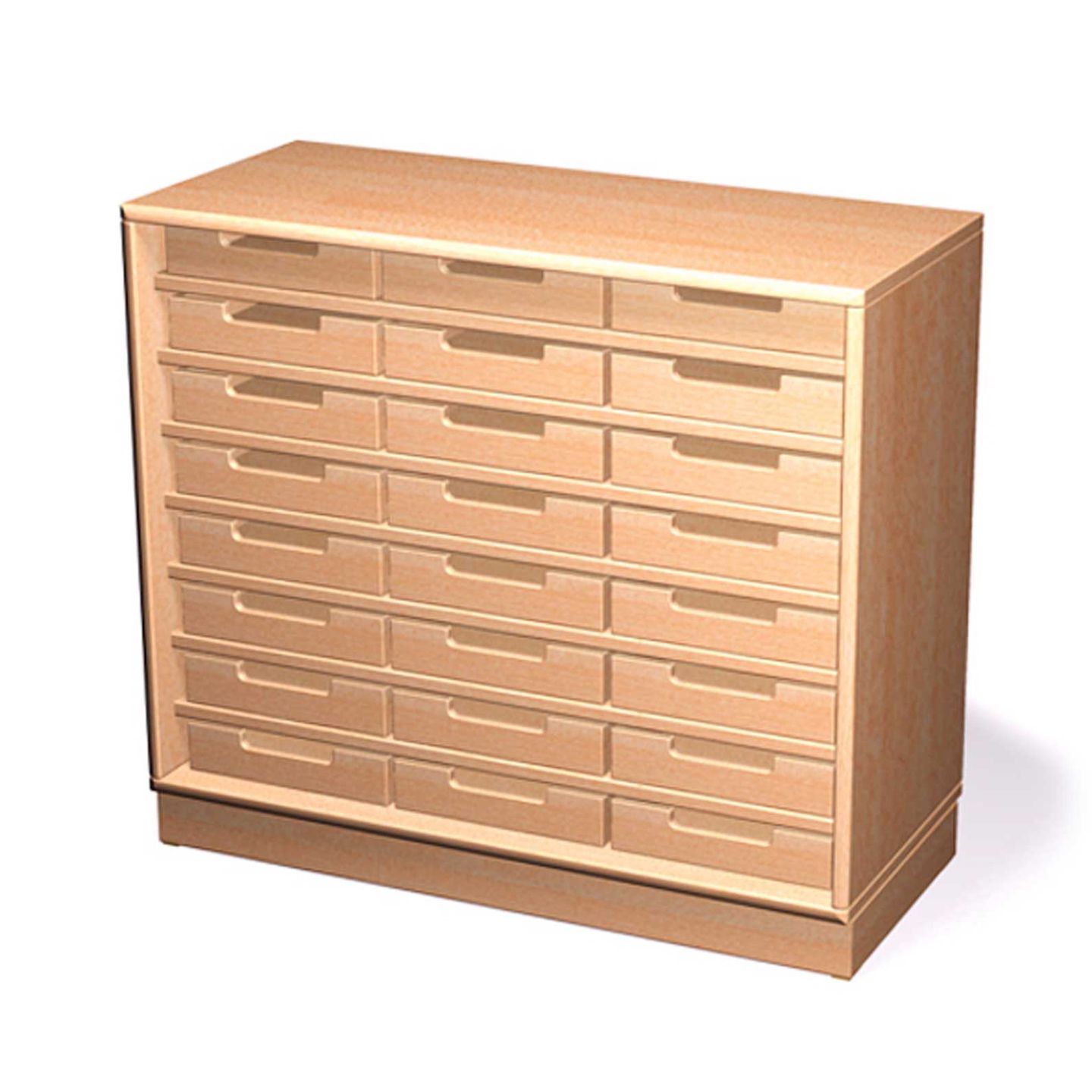 Schrank mit 24 Eigentumskästen mit Sockel, Massivholz Birke, B 90 x H 80 x T 40 cm