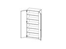 Doppeltürenschrank mit Sockel und 5 Einlegeböden, Türen abschliessbar, B 100 x H 226 x T 60 cm