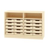 410.006.065K - Schrank mit 20 Materialkästen mit Sockel, B 120 x H 80 x T 40 cm, Furnier
