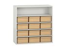 Pureo Materialschrank Dekor mit 12 Materialkästen, B 100 x H 100 x T 42 cm
