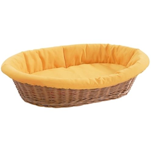 Babykörbchen mit Polster und orangem Outdoorstoff-Bezug
