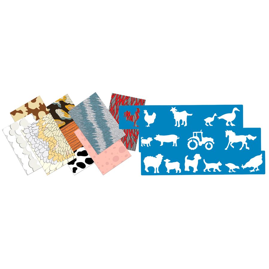 Schablonen und Papier Set Bauernhof