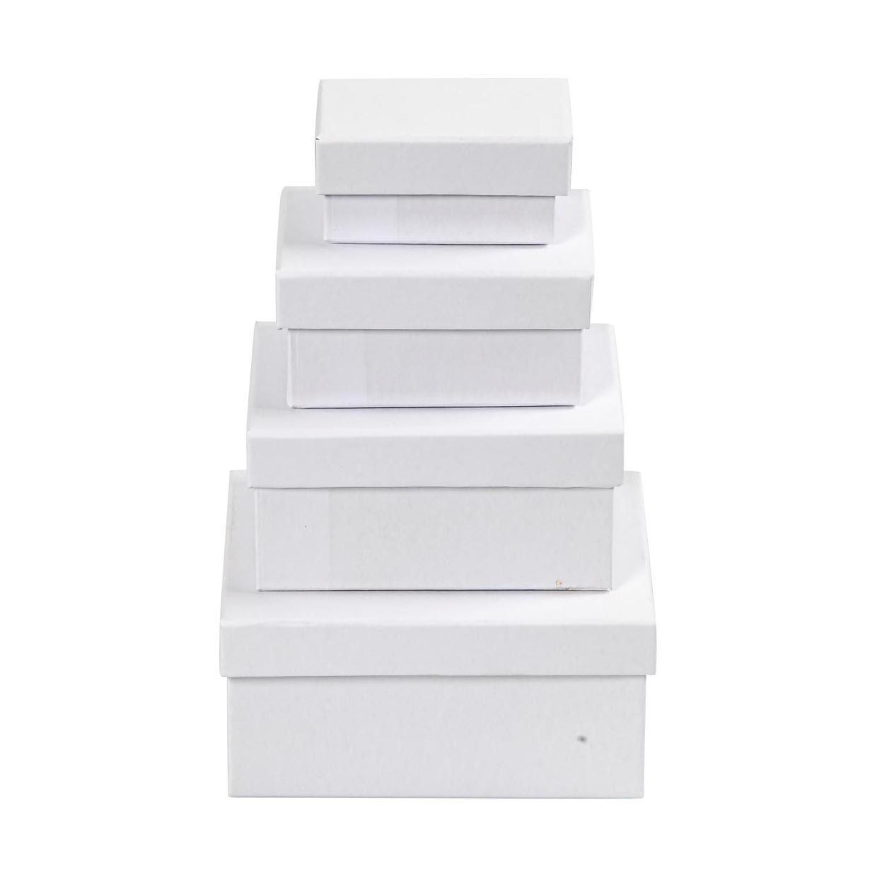 Schachteln rechteckig, weiss 4er-Set