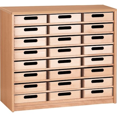 Schrank mit 24 Eigentumskästen natur Forminant, B 100 x H 83,6 x T 39,4 cm, Dekor Buche hell