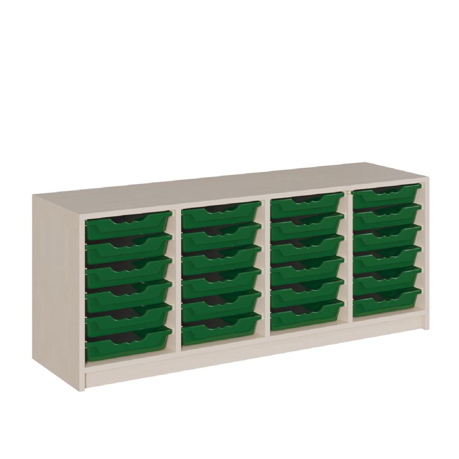 ErgoTray Regal mit Sockel, 24 flachen Boxen, B 139 x H 60 x T 40 cm
