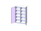 Schrank mit Sockel und 2 Türen abschliessbar, Mittelwand, 8 Einlegeböden, B 120 x H 190 x T 60 cm
