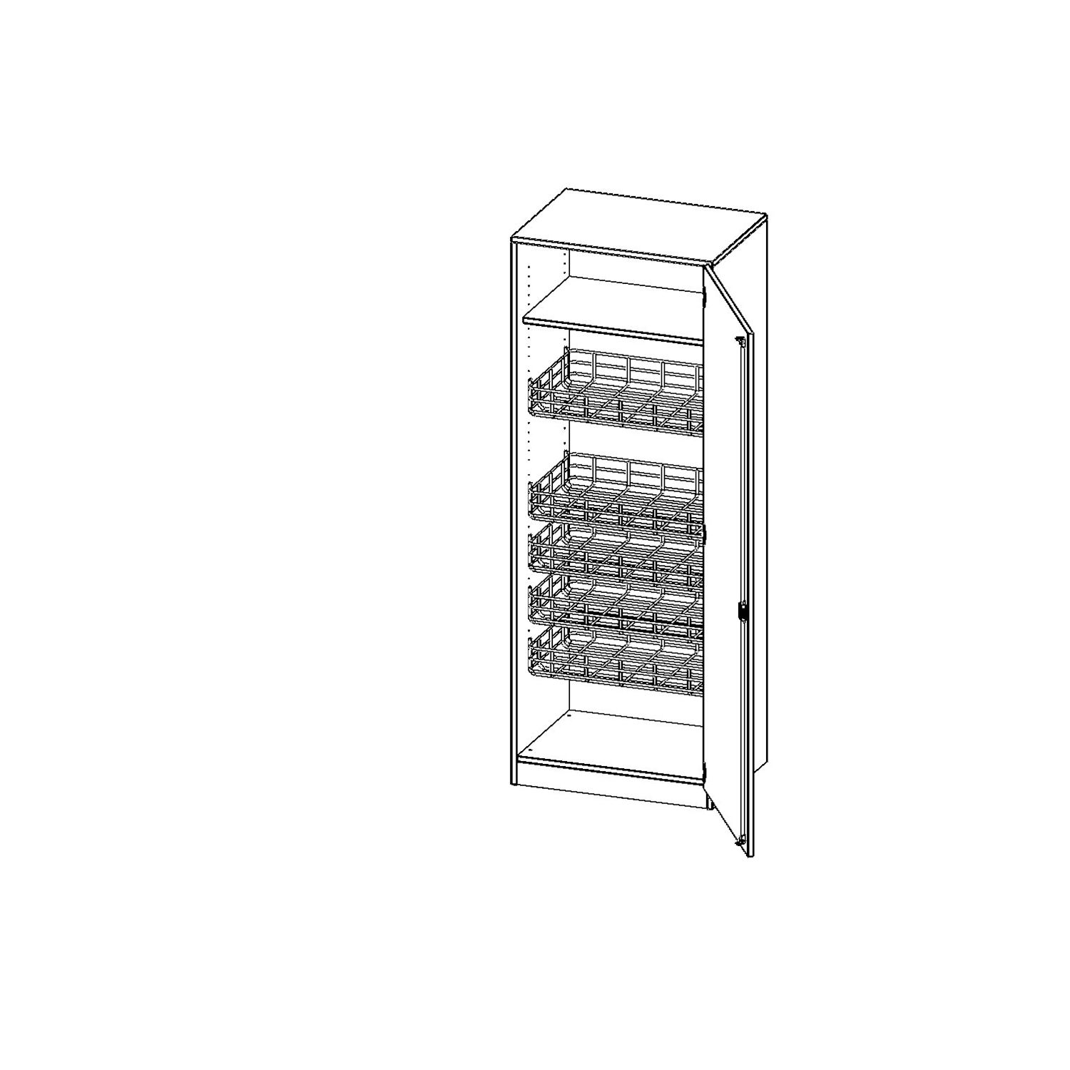 Sportschrank Ballkörben mit Tür rechts, B 70 x H 190 x T 60 cm