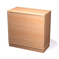 Doppeltürenschrank mit Sockel und 2 Einlegeböden, Massivholz Birke, B 80 x H 80 x T 40 cm
