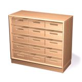 410.025.098 - Schrank mit 15 Eigentumskästen mit Sockel, Massivholz Birke, B 90 x H 80 x T 40 cm