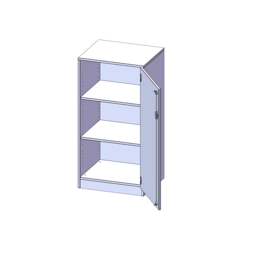 Schrank mit Sockel, 1 Tür abschliessbar (Türanschlag rechts), 2 Einlegeböden, B 60 x H 118 x T 40 cm