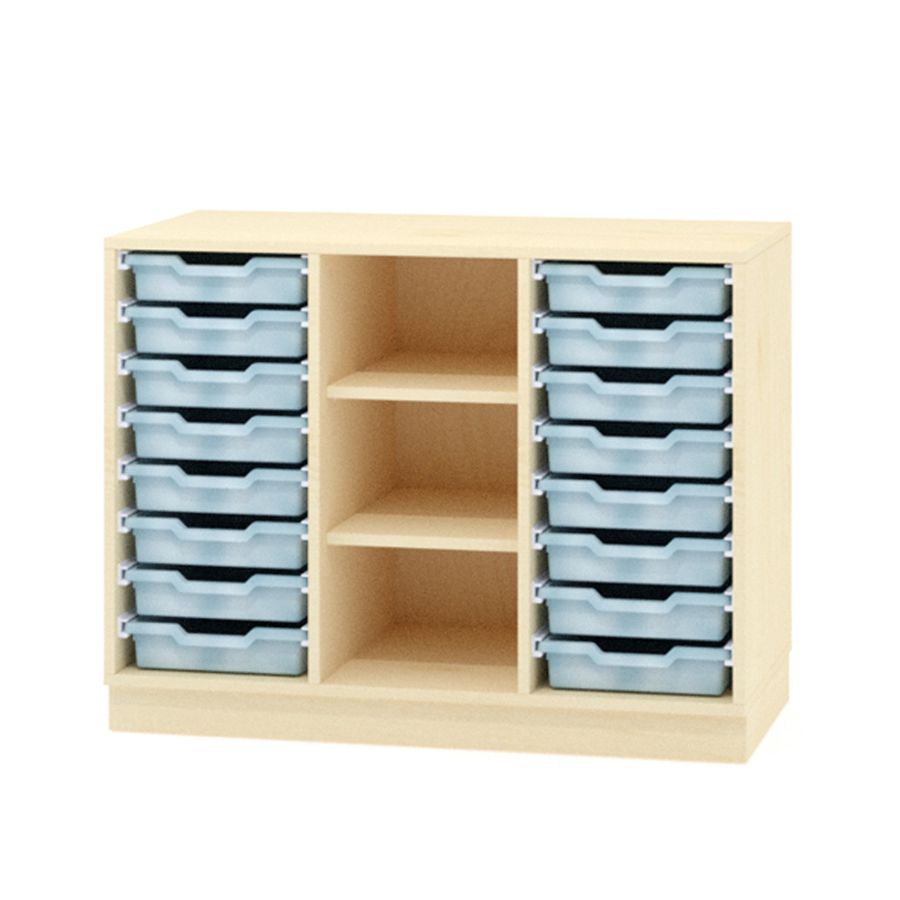 Kombischrank offen für Materialboxen mit Rollen, Dekor, B 105,1 x H 80 x T 45 cm