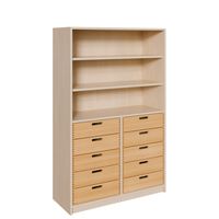 Schrank mit 10 Massivholzkästen und 2 Einlegeböden, B 102 x H 160 x T 40 cm