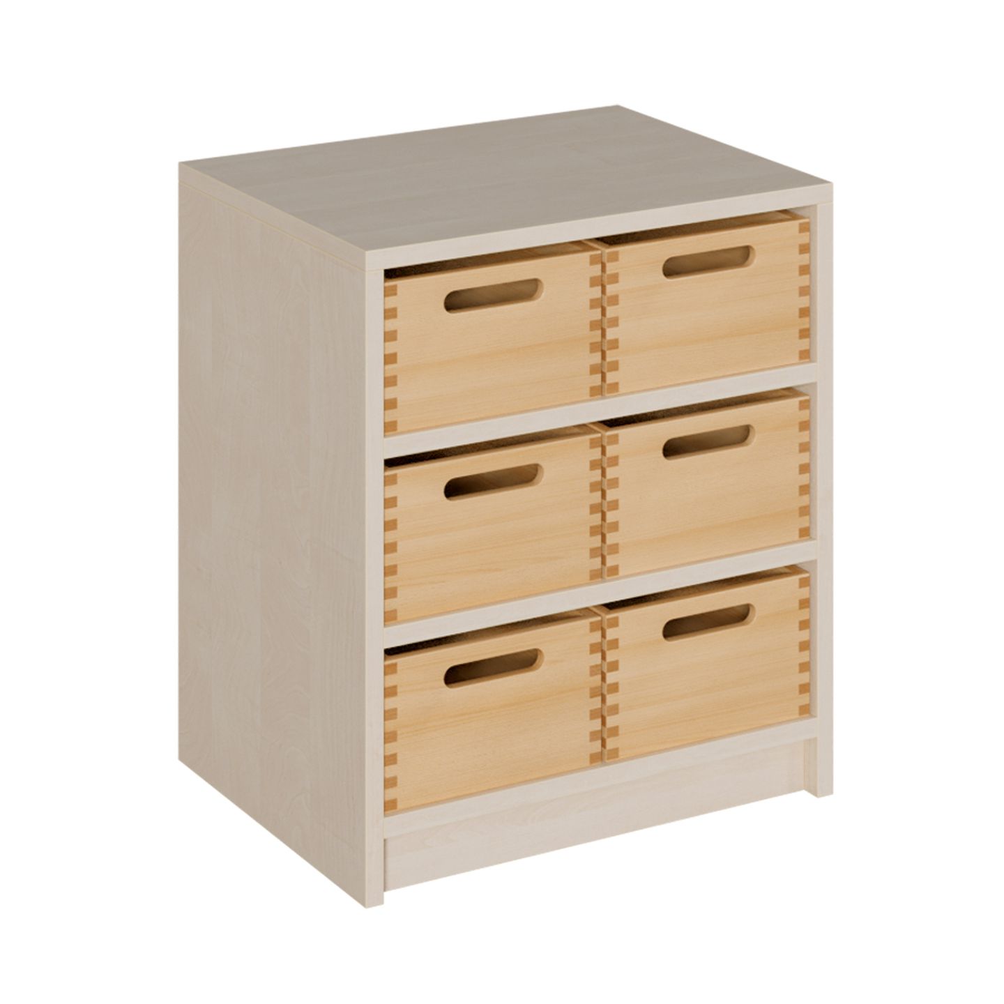 Schrank mit 6 hohen Massivholzkästen, B 52 x H 60 x T 40 cm