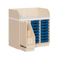 Wickelkommode mit 16 niedrigen Boxen, Aufstieg links, B 107 x H 113 x T 91,5 cm