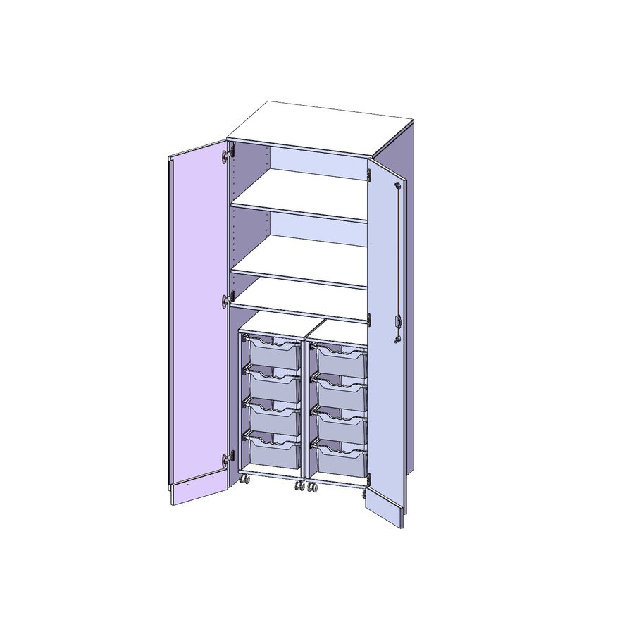 Garagenschrank mit 2 Rollcontainer mit je 4 hohen Boxen, B 80 x H 190 x T 60 cm