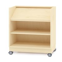 Bilderbuchschrank mit Rollen, 1 Schrägfach und 1 Einlegeboden, B 80 x H 80 x T 40 cm, Furnier