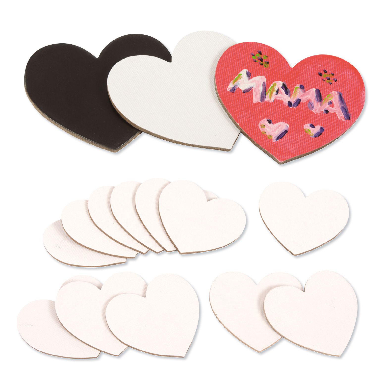 Magnet Leinwandherzen 12er Set