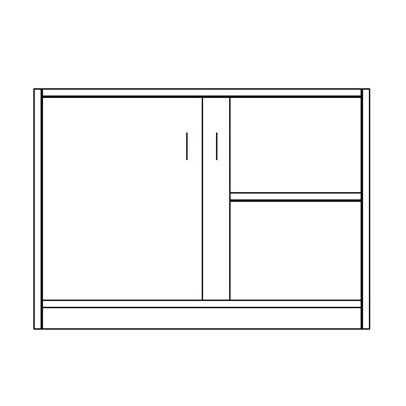 Schiebetürenschrank Variando mit Mittelwand und 2 Einlegeböden, B 80 x H 80,6 x T 43,5 cm
