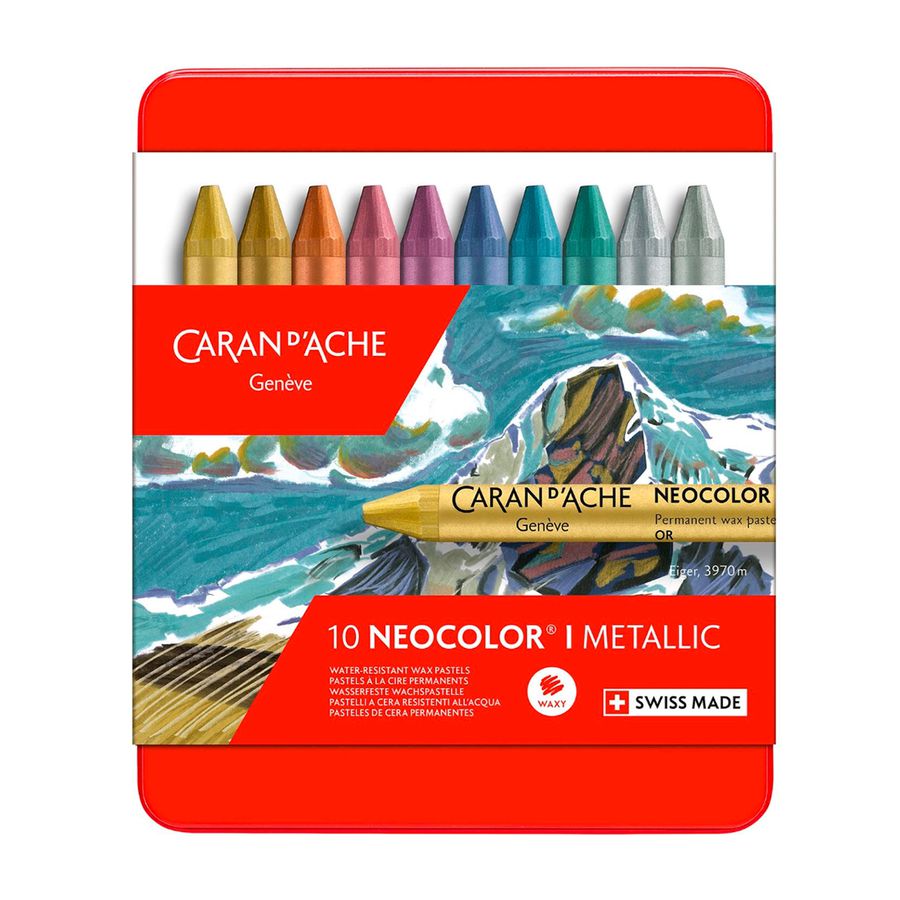 Neocolor I metallic im Blechetui, 10 Farben