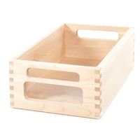Materialkasten mit Acrylglasfenster, Birke massiv, B 22 x H 12,2 x T 34,5 cm