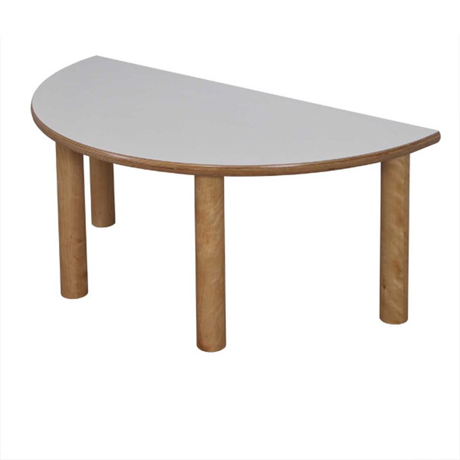 Allround-Tisch halbrund, Ø 120 cm, Höhe 57,5 cm, HPL-Belag, Gleiter