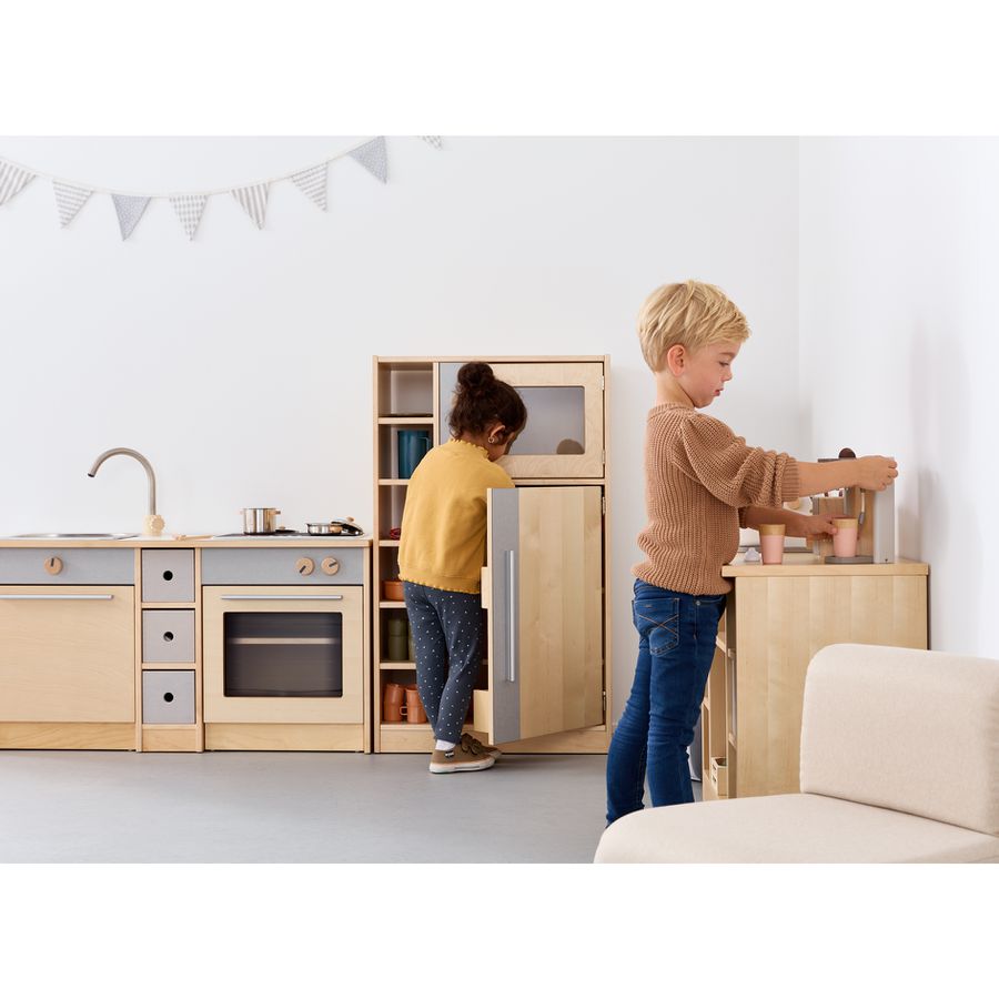 Hochschrank mit Kühlschrank und Mikrowelle Lara