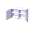 Aufsatzschrank mit 2 Türen abschliessbar, mit Mittelwand, B 120 x H 72 x T 40 cm