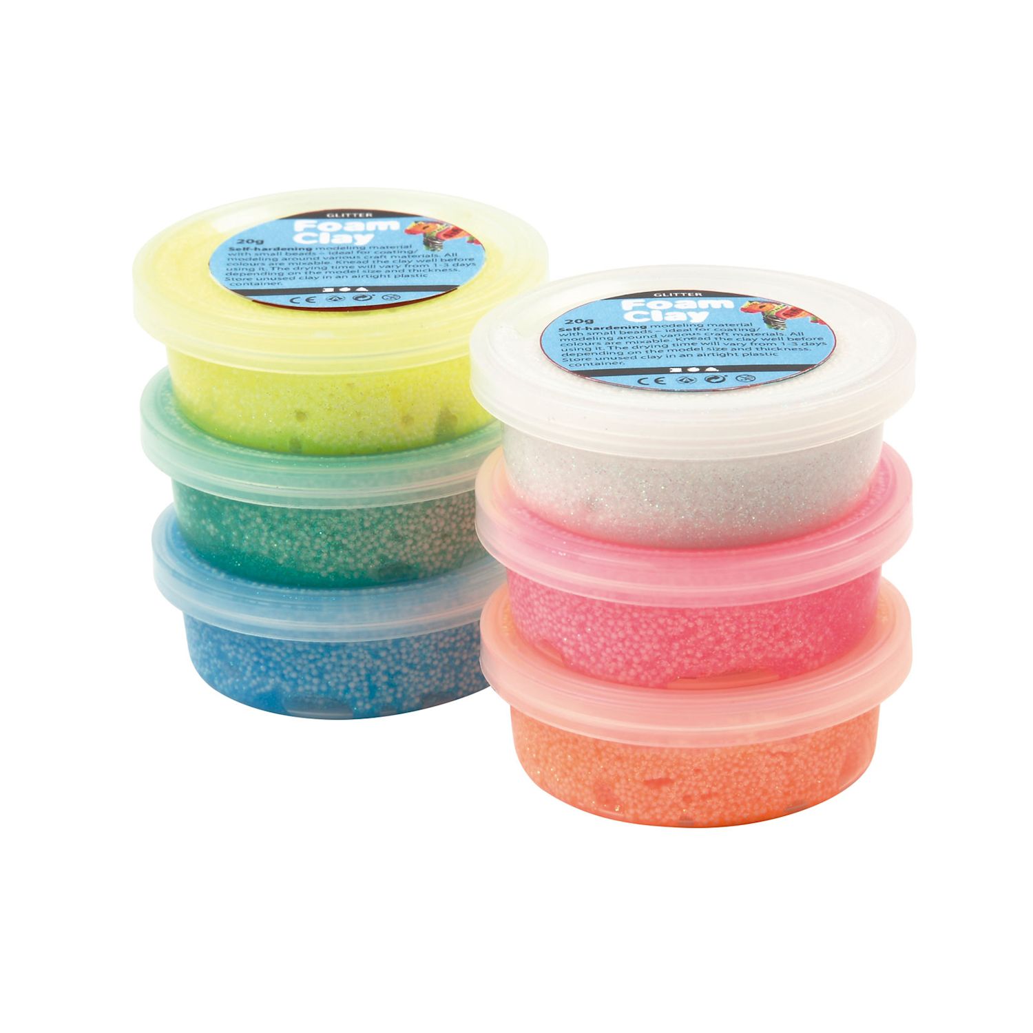 Foam Clay Glitter, 6 x 14 g