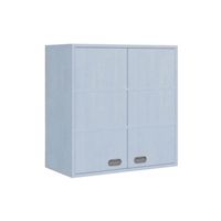Aufsatzschrank mit Doppeltüren, B 78 x H 104 x T 40 cm, Dekor himmelblau