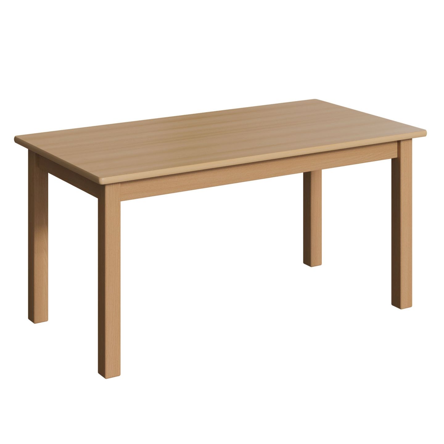 Rechtecktisch, B 120 x T 80 cm, Schichtstoffplatte Buche, Tischhöhe 59 cm, Kunststoffgleiter