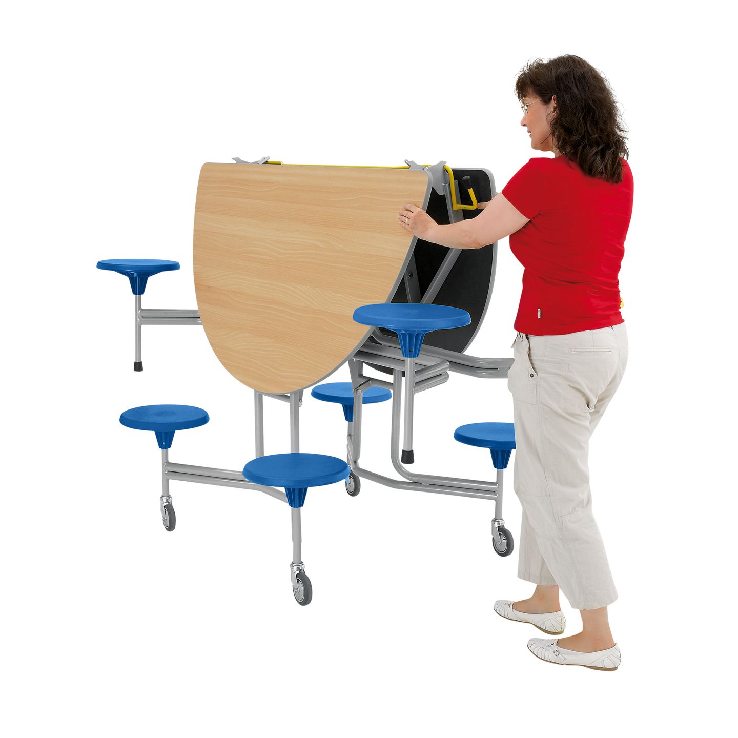 8er-Tisch-Sitz-Kombination oval, Tischhöhe 69 cm, Sitzhöhe 38,5 cm