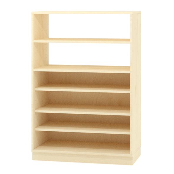 Materialschrank offen mit Rückwand halbhoch Dekor, mit Sockel, 5 Fachböden, B 90 x H 130 x T 40 cm