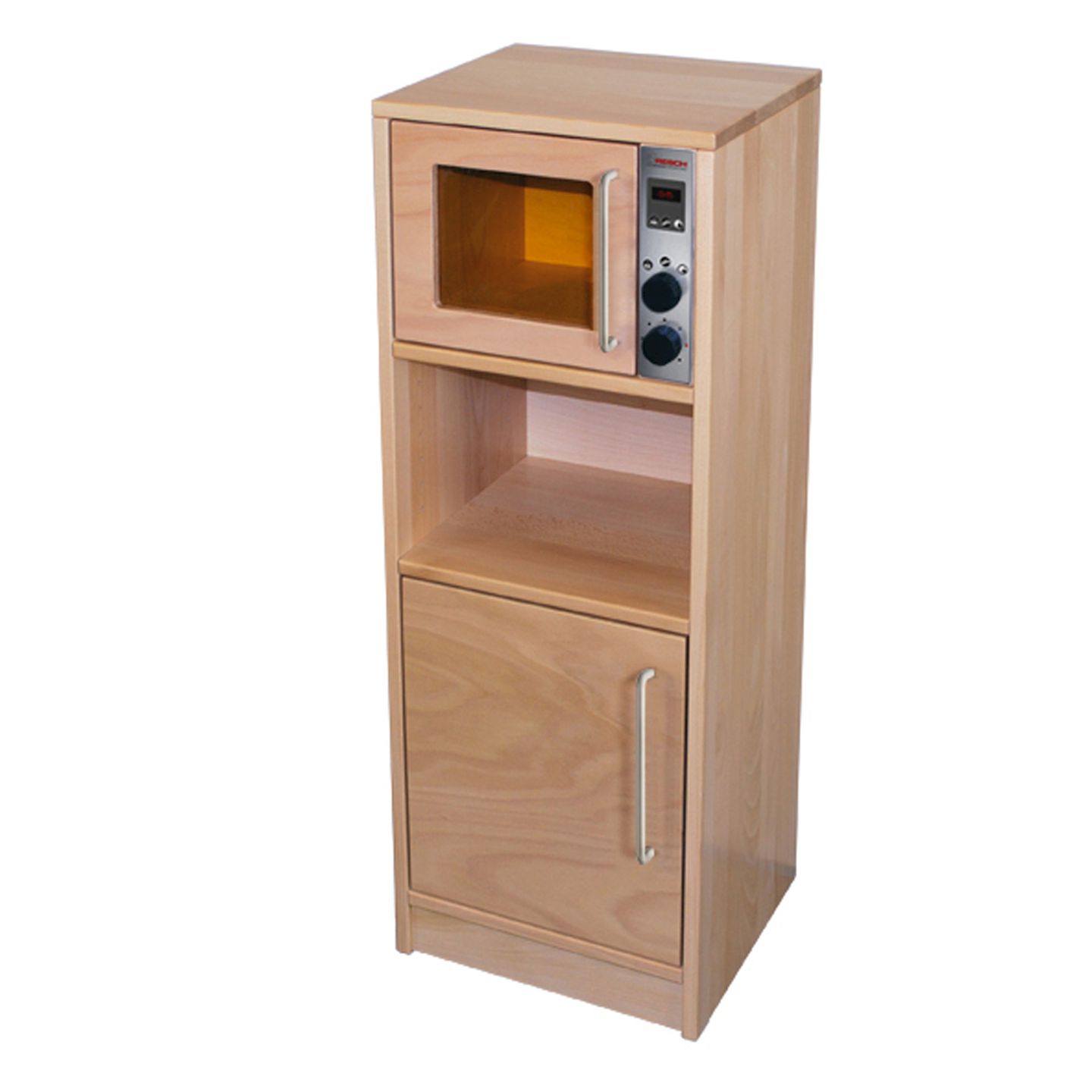 Hochschrank mit Mikrowelle in Birke massiv, B 40 x H 110 x T 35 cm