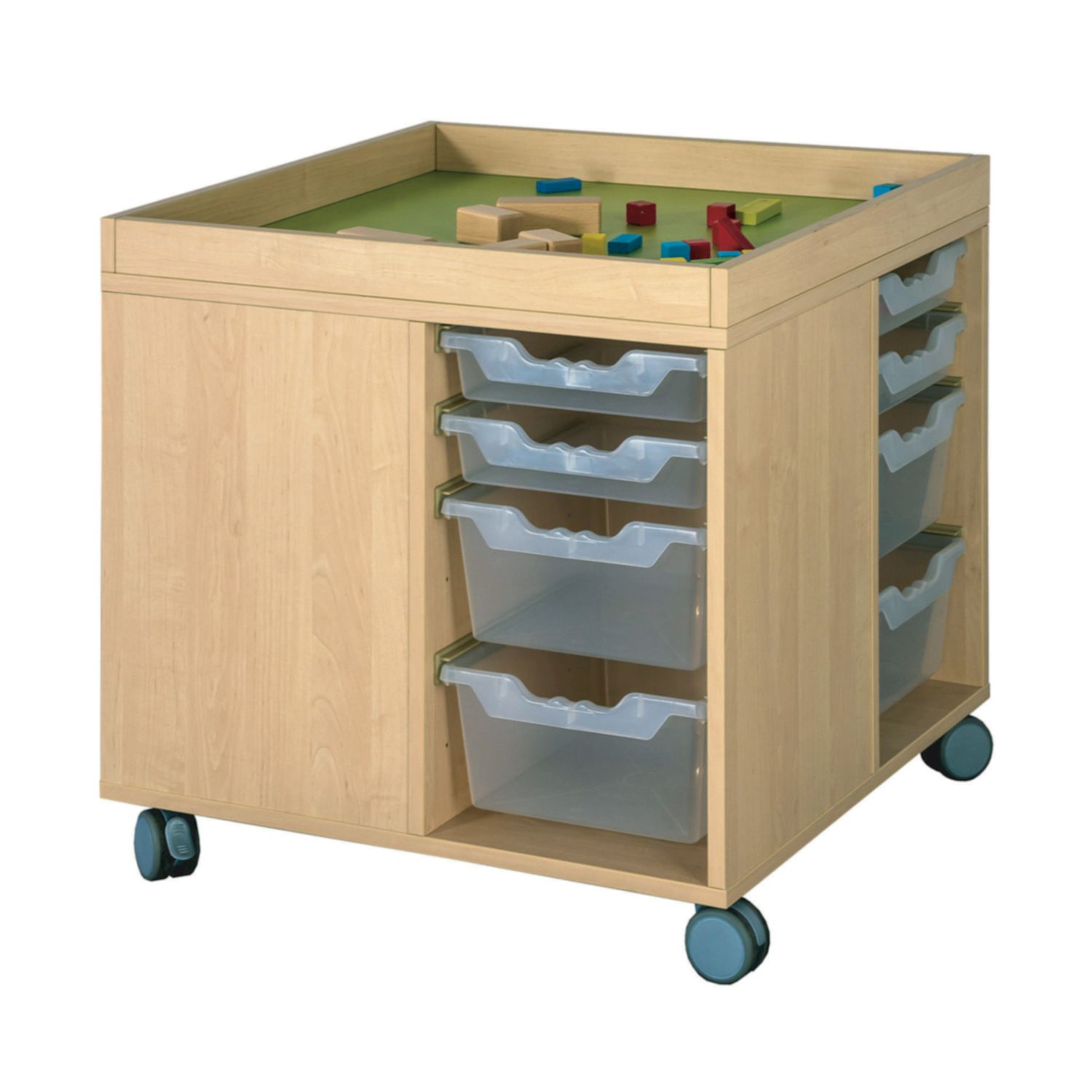 Bau- und Spielinsel mit Boxen, Aufkantung und Linoleum