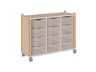 Stollenregal fahrbar mit 12 hohen ErgoTray Boxen, B 109 x H 82,5 x T 40 cm