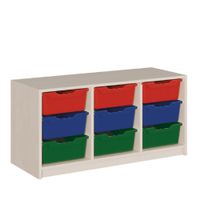 ErgoTray Regal mit Sockel, 9 hohen Boxen, B 105 x H 60 x T 40 cm