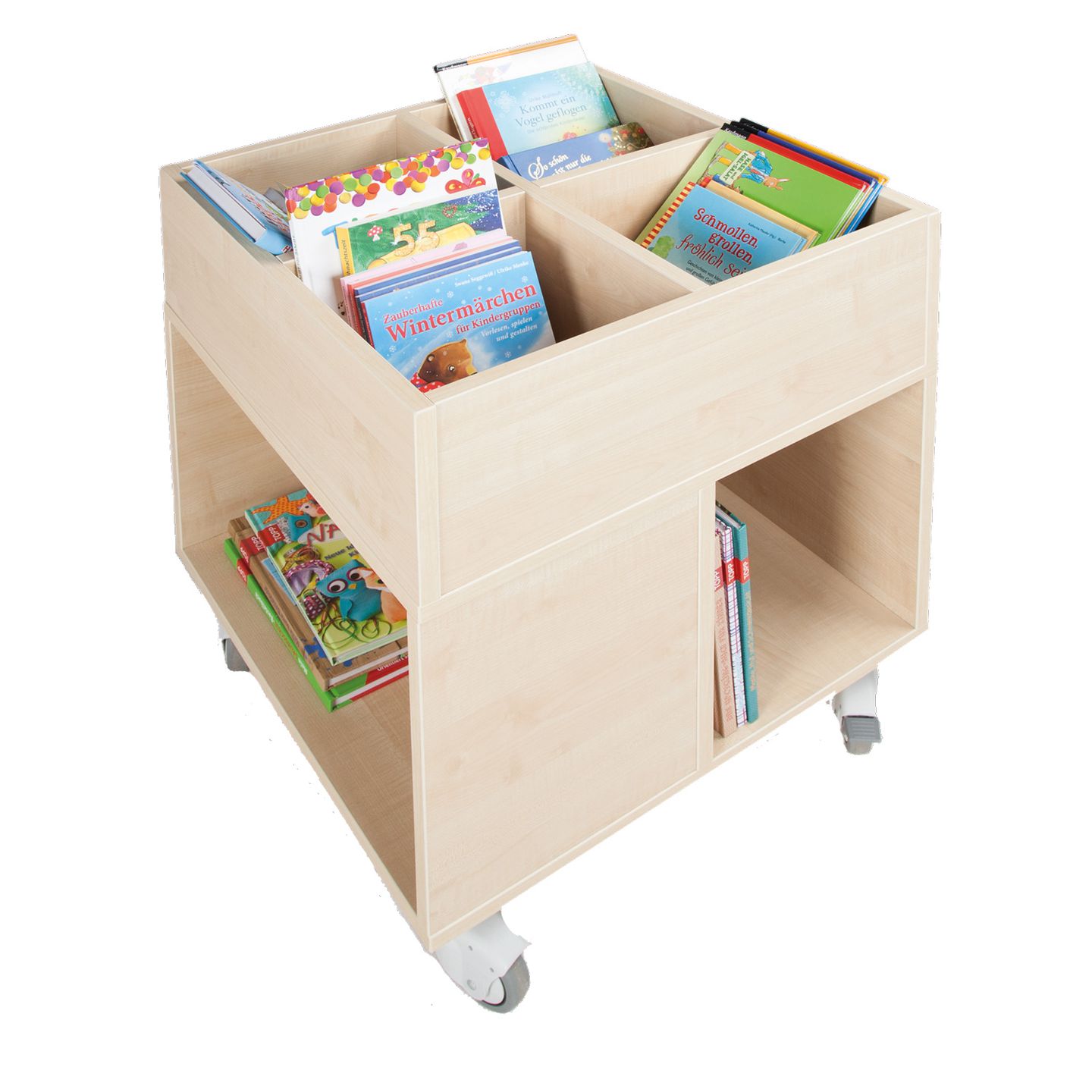 Bücherkiste cuBe fahrbar, B 60 x H 72 x T 60 cm