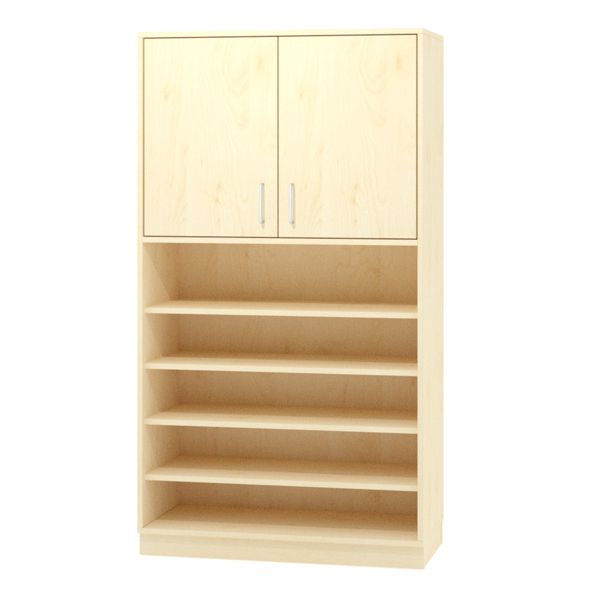 Regal-/Türenschrank mit Doppeltüren oben, Dekor, mit Sockel, 5 Einlegeböden, B 100 x H 180 x T 40 cm