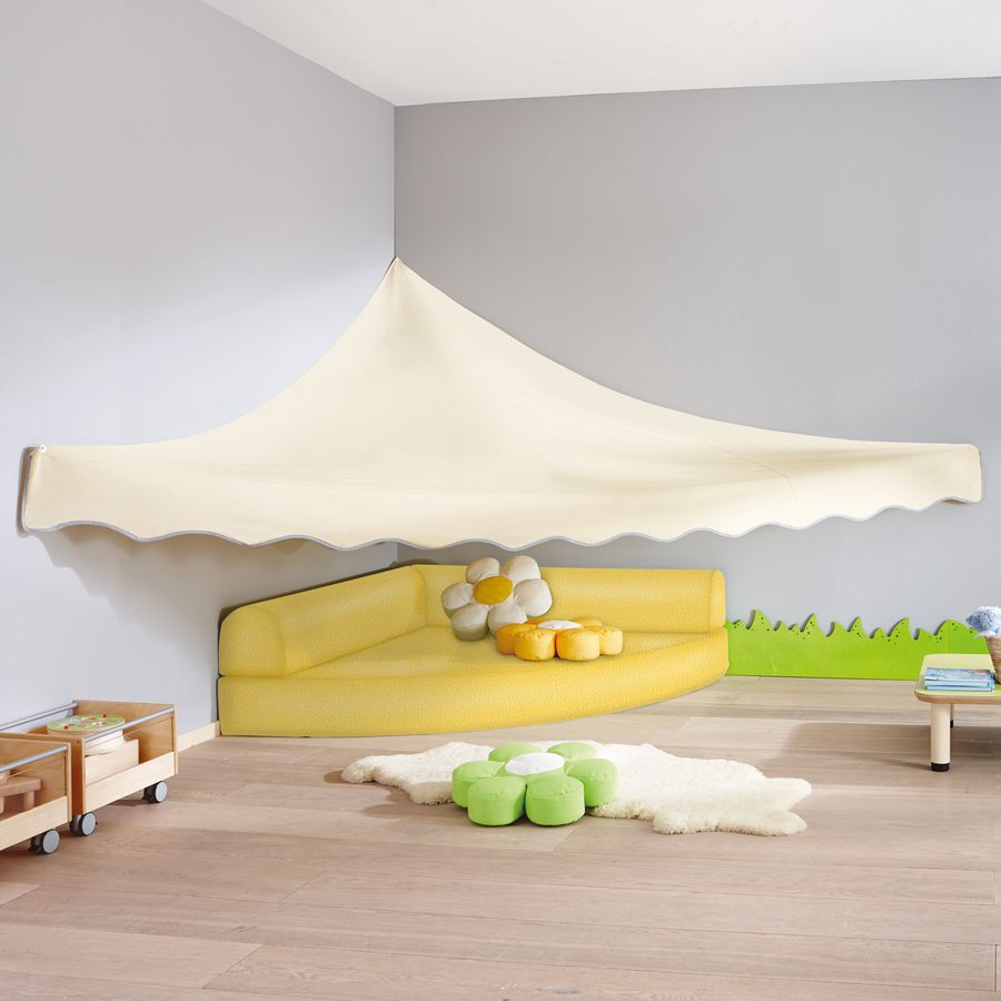 Liegematte Viertelkreis mit Rückenpolstern und Kunstlederbezug, L 180 x B 180 x H 20 cm