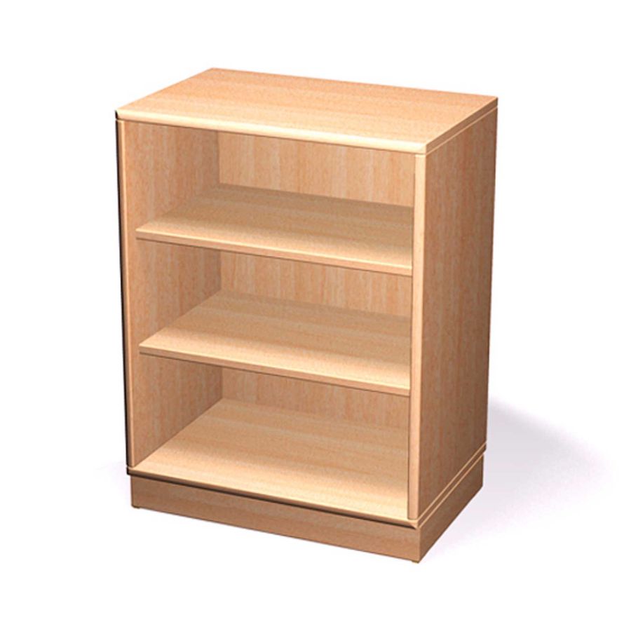 Materialschrank offen mit Sockel und 2 Einlegeböden, Massivholz Buche, B 60 x H 80 x T 40 cm