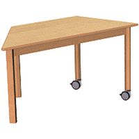 Trapez-Tisch, B 120 x T 60 cm, mit Rollenmix