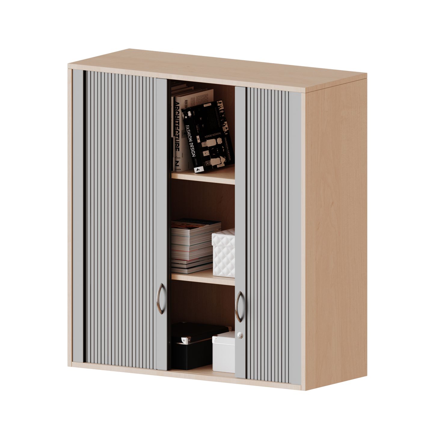 Aufsatzschrank mit Rollo und 2 Einlegeböden, abschliessbar, B 100 x H 108 x T 40 cm