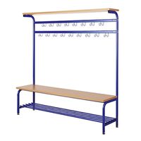 Stahlgarderobe Komplettelement mit 11 Haken in P4F Buche schwer entflambar, RAL9005 tiefschwarz, L 100 x H 157 x T 38 cm