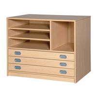Papierschrank mit 3 Auszügen und 4 Fächern